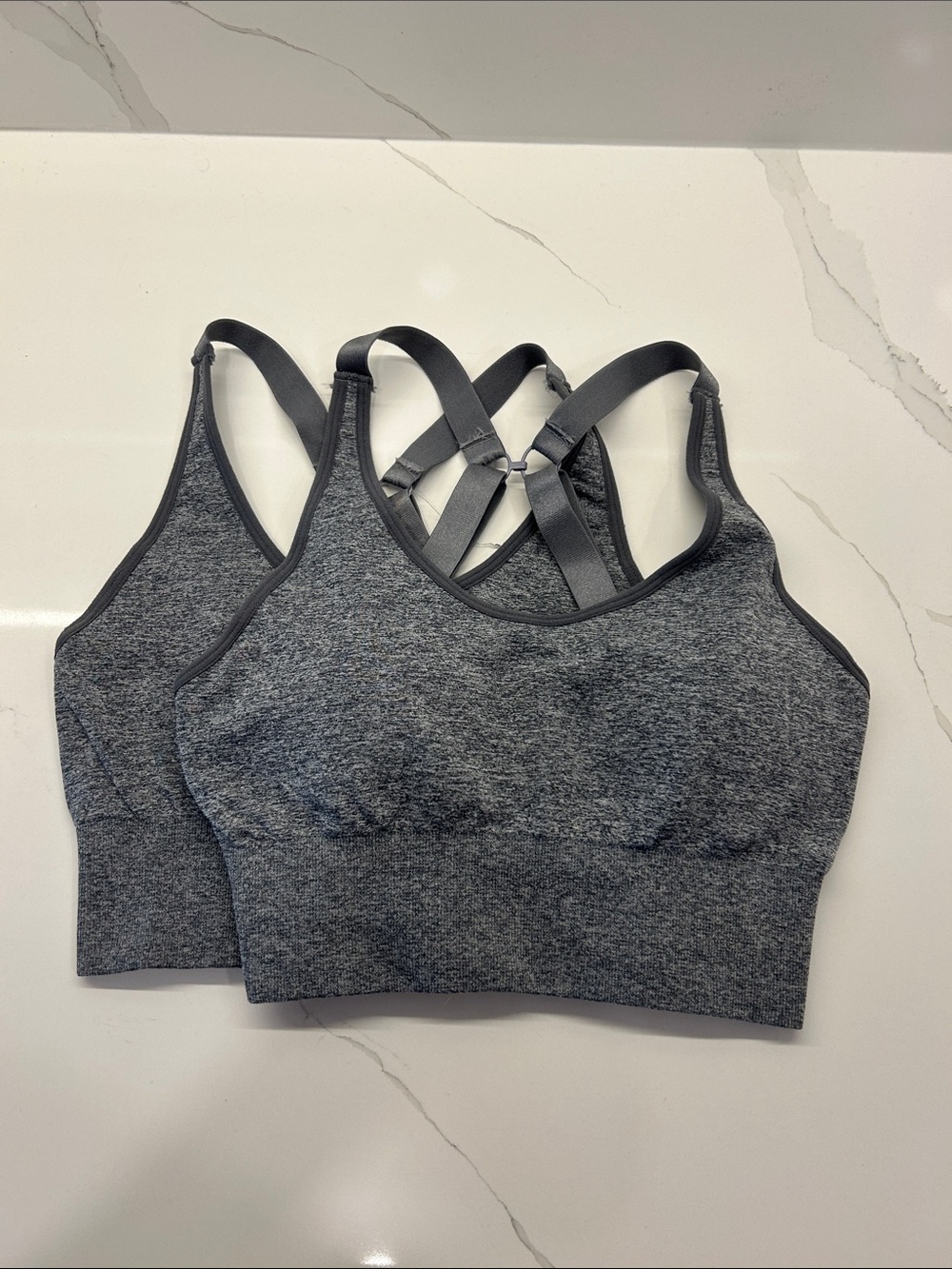 BUNDLE 2 Heathered Gray Seamless Crisscross Sports Bra